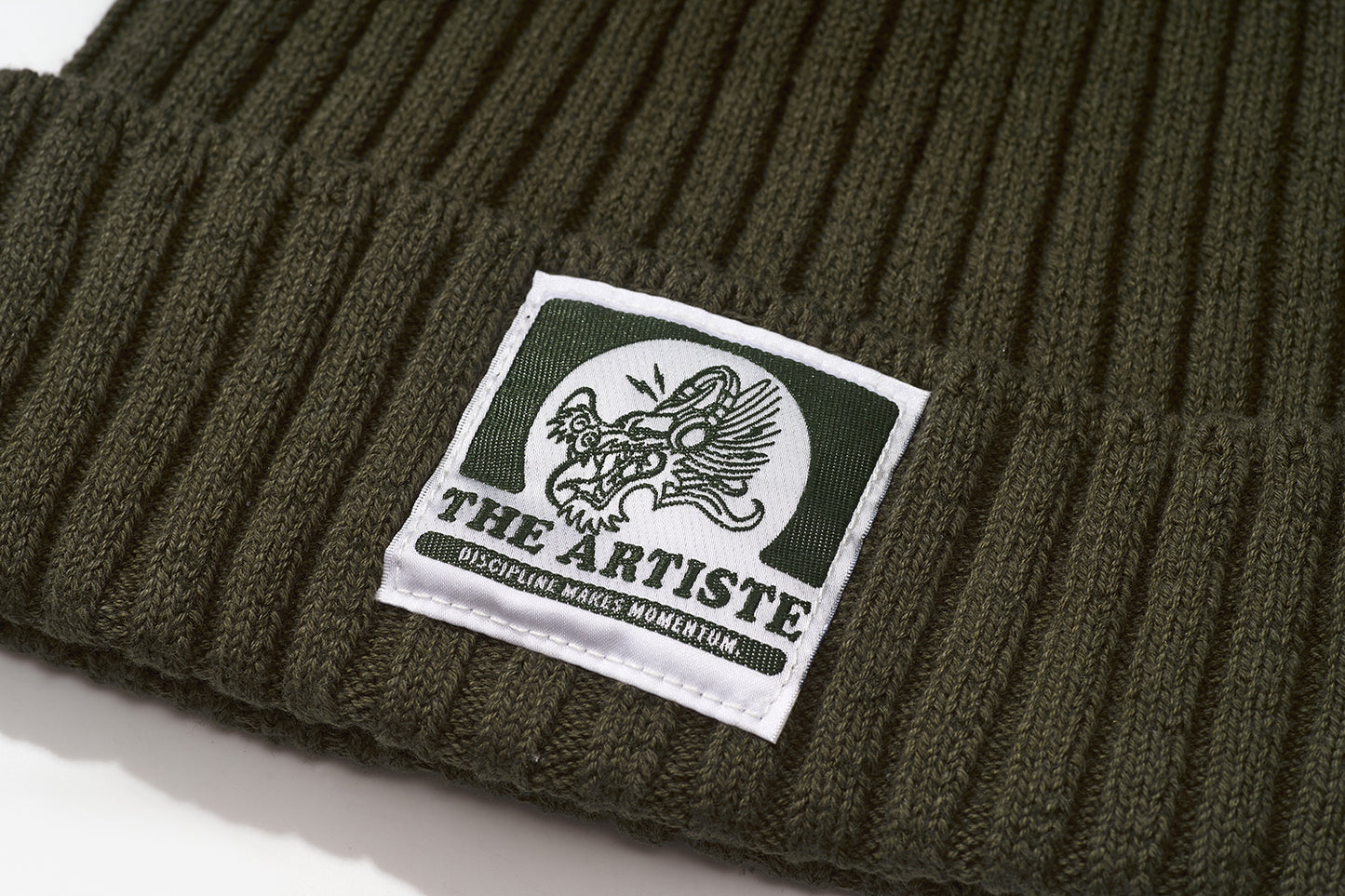 THE ARTISTE Knit Beanie — Custom-Dyed Yarn Army Green