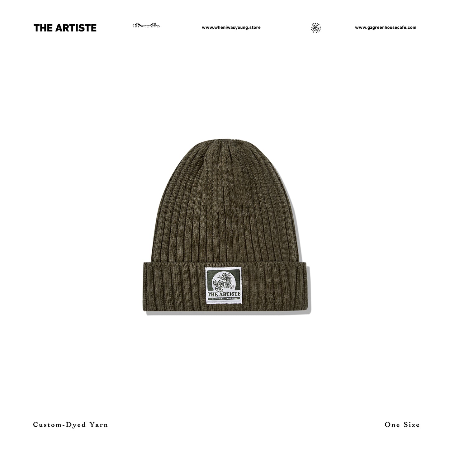 THE ARTISTE Knit Beanie — Custom-Dyed Yarn Army Green